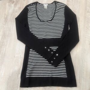 Cache Black and White Striped Sweater